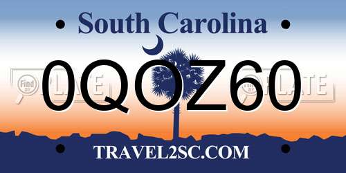 0QOZ60 South Carolina License Plate