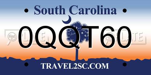0QQT60 South Carolina License Plate