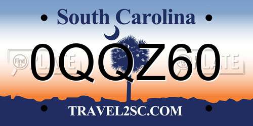 0QQZ60 South Carolina License Plate