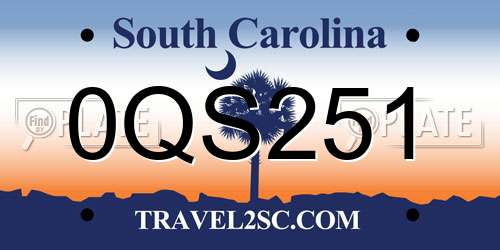 0QS251 South Carolina License Plate