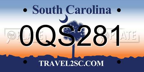 0QS281 South Carolina License Plate