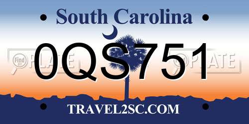 0QS751 South Carolina License Plate
