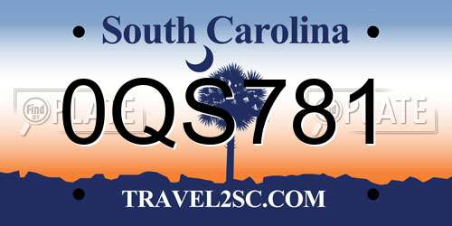 0QS781 South Carolina License Plate