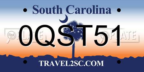 0QST51 South Carolina License Plate