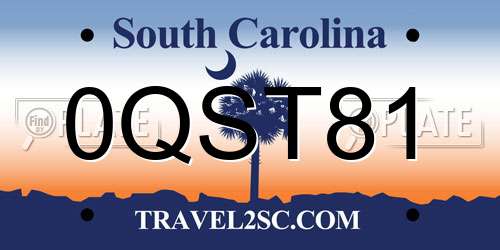 0QST81 South Carolina License Plate