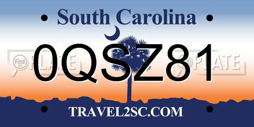 0QSZ81 South Carolina License Plate