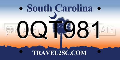 0QT981 South Carolina License Plate