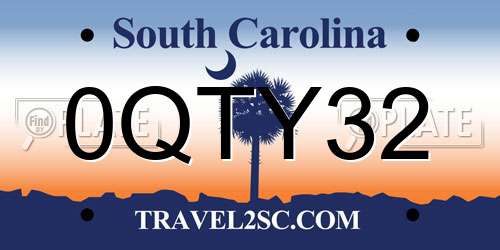 0QTY32 South Carolina License Plate