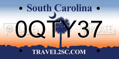 0QTY37 South Carolina License Plate