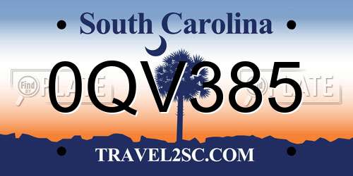 0QV385 South Carolina License Plate
