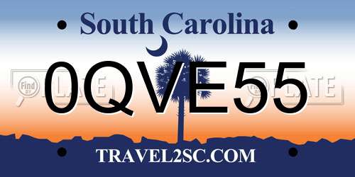0QVE55 South Carolina License Plate