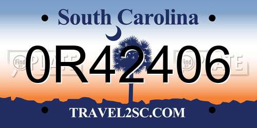 0R42406 South Carolina License Plate