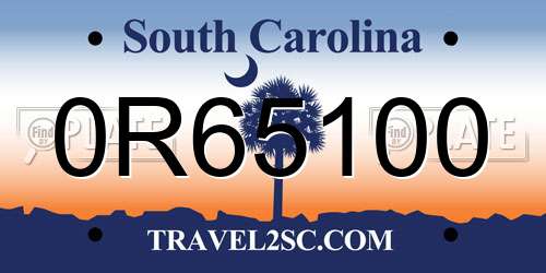 0R65100 South Carolina License Plate