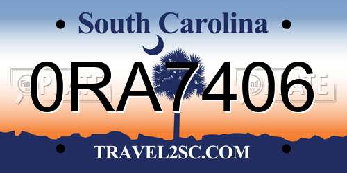 0RA7406 South Carolina License Plate