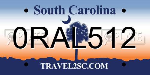 0RAL512 South Carolina License Plate