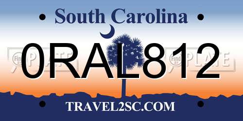 0RAL812 South Carolina License Plate