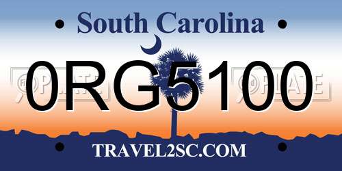 0RG5100 South Carolina License Plate