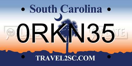 0RKN35 South Carolina License Plate