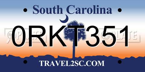0RKT351 South Carolina License Plate