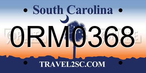 0RM0368 South Carolina License Plate