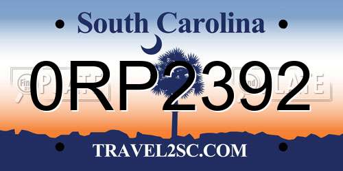 0RP2392 South Carolina License Plate