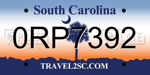 0RP7392 South Carolina License Plate