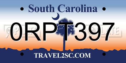 0RPT397 South Carolina License Plate