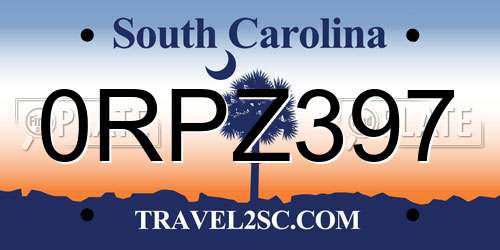 0RPZ397 South Carolina License Plate