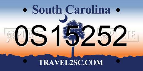 0S15252 South Carolina License Plate