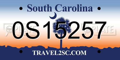 0S15257 South Carolina License Plate