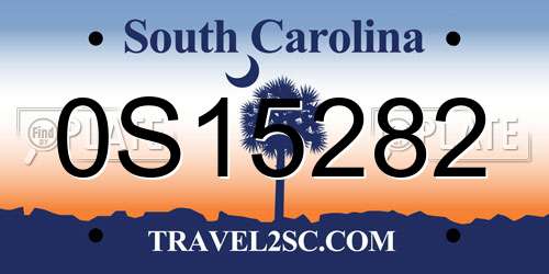 0S15282 South Carolina License Plate
