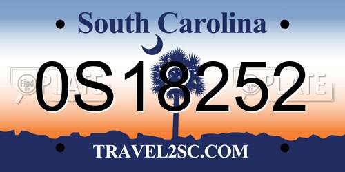 0S18252 South Carolina License Plate