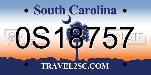 0S18757 South Carolina License Plate
