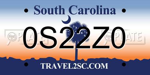 0S22Z0 South Carolina License Plate