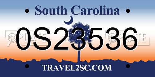0S23536 South Carolina License Plate