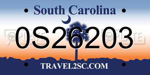 0S26203 South Carolina License Plate