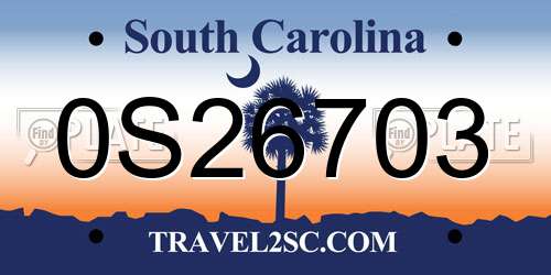 0S26703 South Carolina License Plate