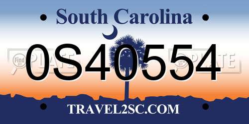 0S40554 South Carolina License Plate
