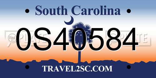 0S40584 South Carolina License Plate