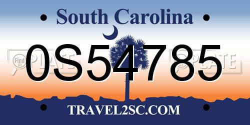 0S54785 South Carolina License Plate