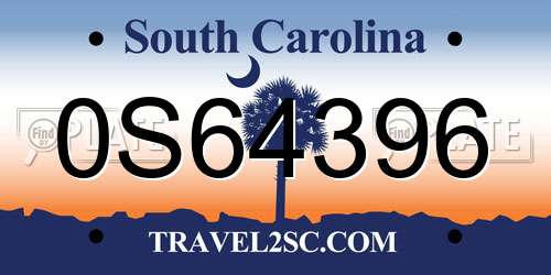 0S64396 South Carolina License Plate