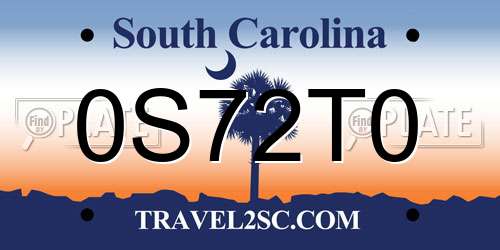 0S72T0 South Carolina License Plate