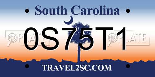 0S75T1 South Carolina License Plate