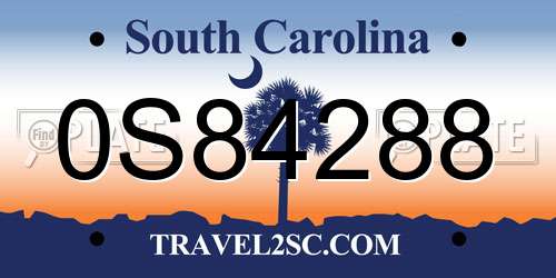 0S84288 South Carolina License Plate