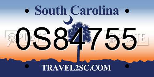 0S84755 South Carolina License Plate