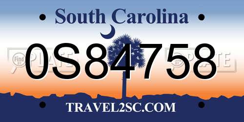 0S84758 South Carolina License Plate