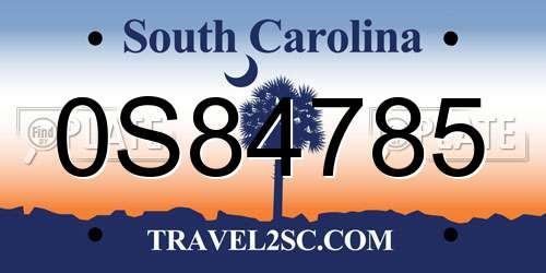 0S84785 South Carolina License Plate