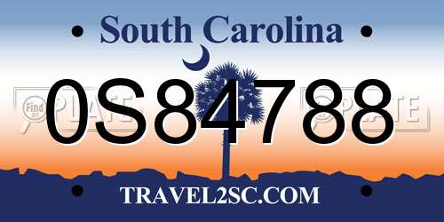 0S84788 South Carolina License Plate