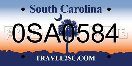 0SA0584 South Carolina License Plate