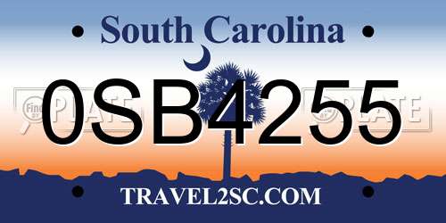 0SB4255 South Carolina License Plate